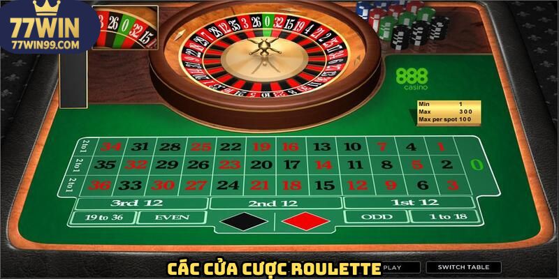 Một số cửa cược trong trò chơi roulette